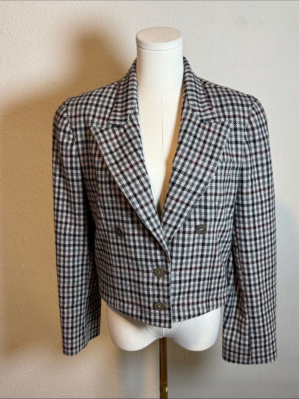 Betty Hanson Vintage Cropped Houndstooth Jacket One Size